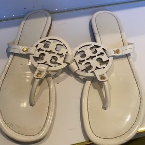 Tory Burch Miller Sandals Patent Leather White